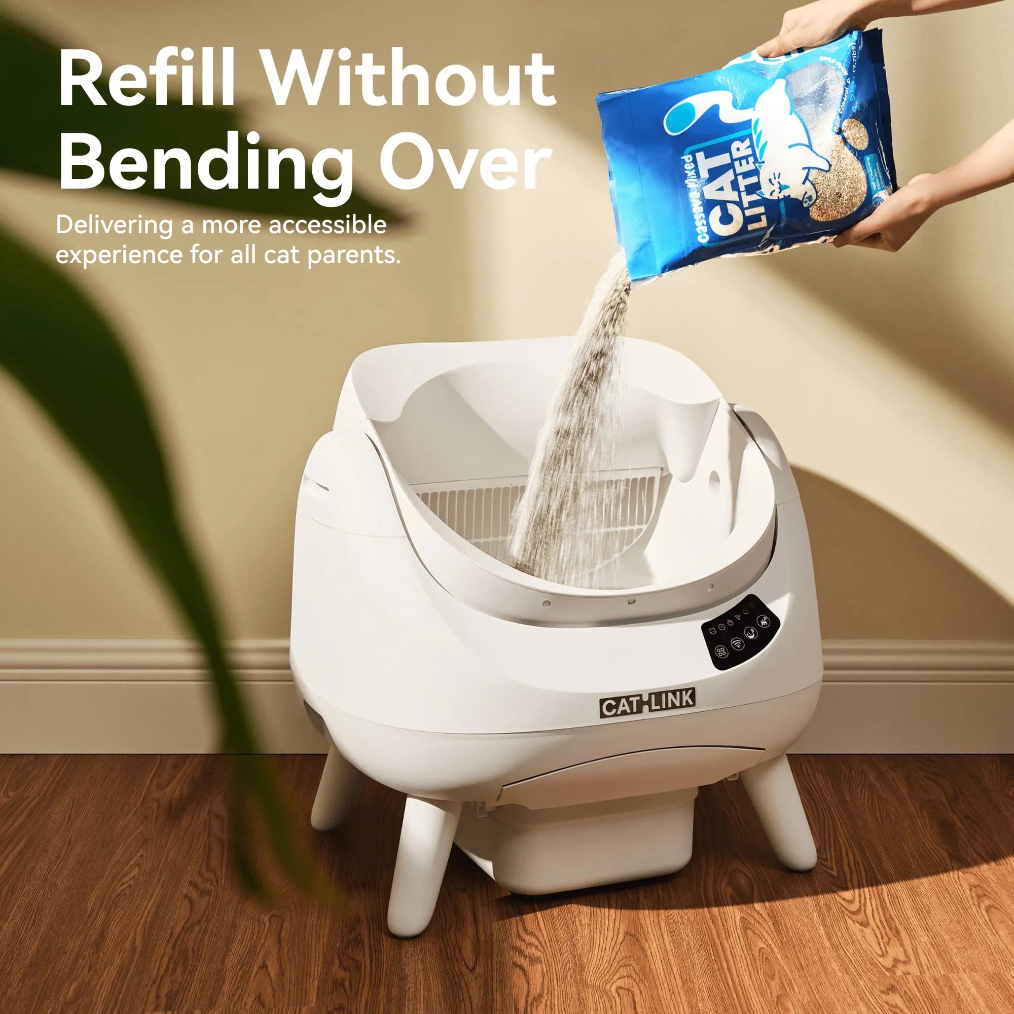 Open-Top Automatic Self-Cleaning Cat Litter Box for Multi-Cat Homes