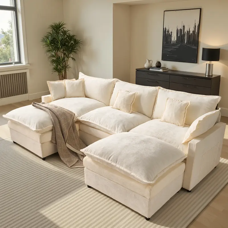 LOISEL 108” U Shaped Modular Sectional Sofa 