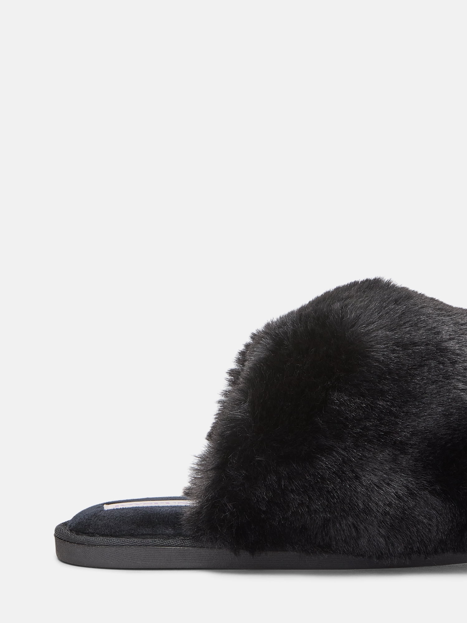 Joyspun Women’s Faux Fur Puff Scuff Slippers