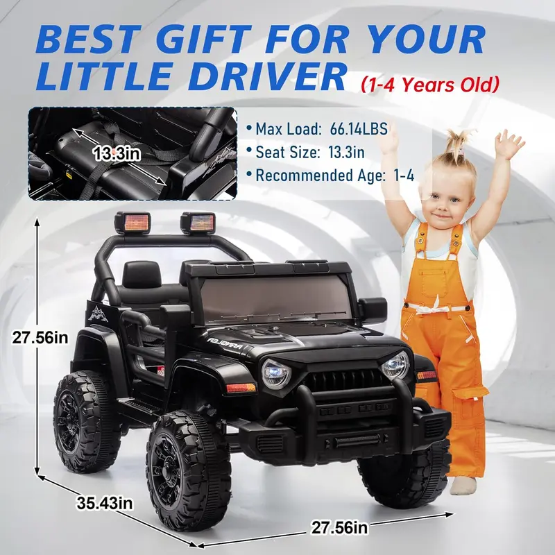 12V Kids Electric Car with Parent Remote, Bluetooth Music & 4-Wheel Suspension