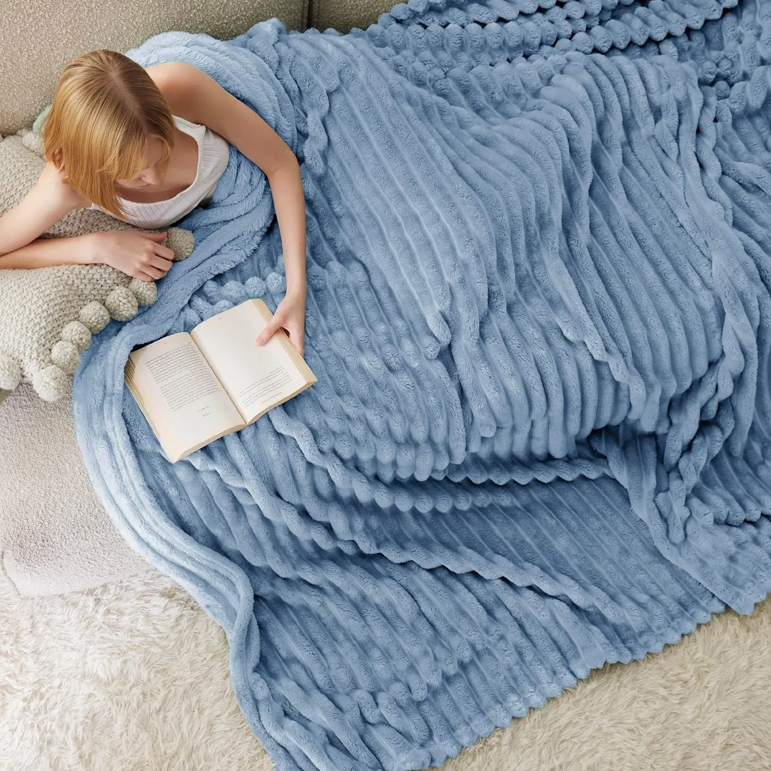 Bedsure GentleSoft Cozy Blanket – Ultra Soft Stripe Fleece Throw for Sofa, Bed & Everyday Comfort