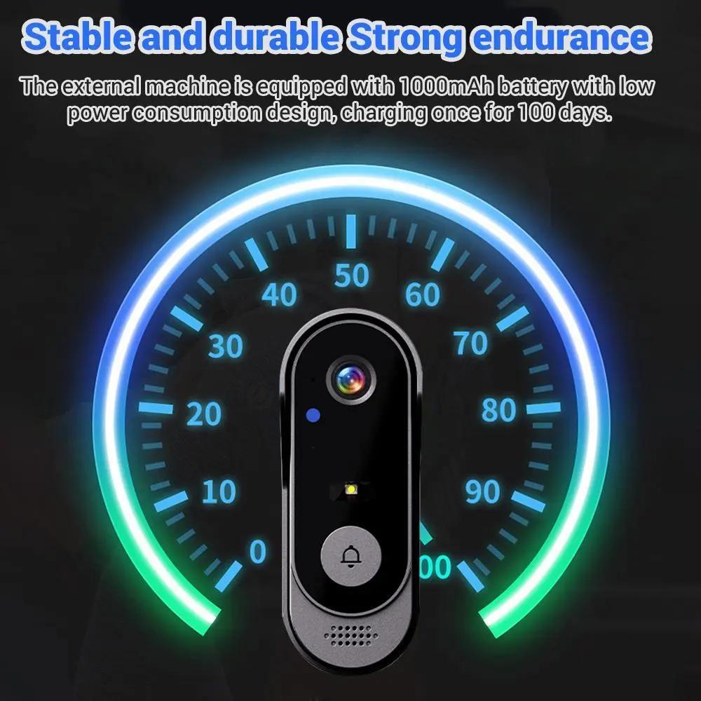 Smart Wireless Video Doorbell, HD Camera & Intercom, Remote Unlock, Real-Time Monitoring, Customizable Doorbell Chime