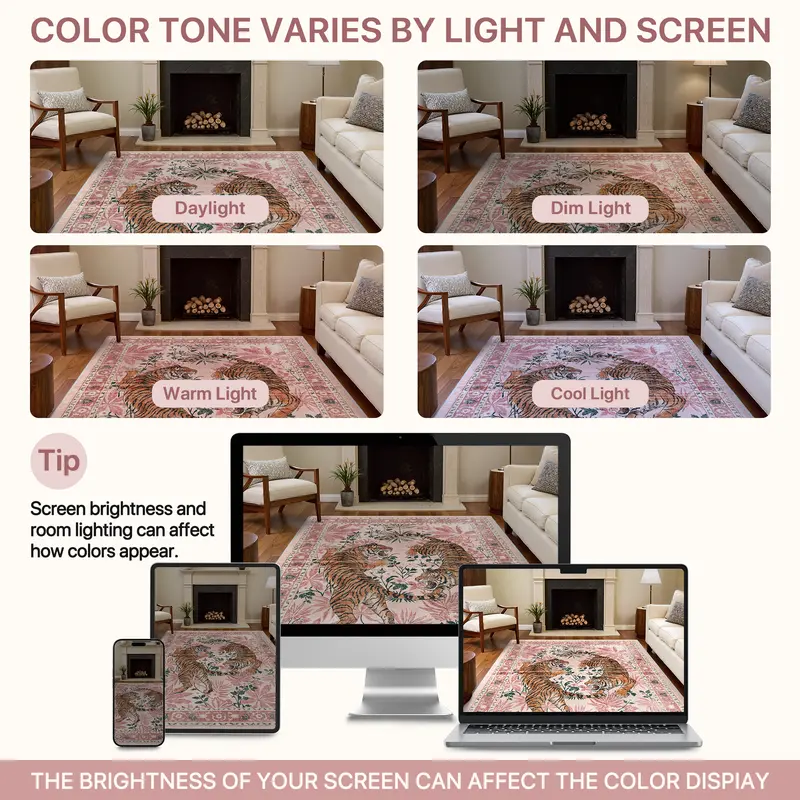 GENIMO Non Slip Area Rug for Living Room, Bedroom, Kitchen - Lightweight Mat, Machine Washable Low Pile Rugs,home decor,home essentials