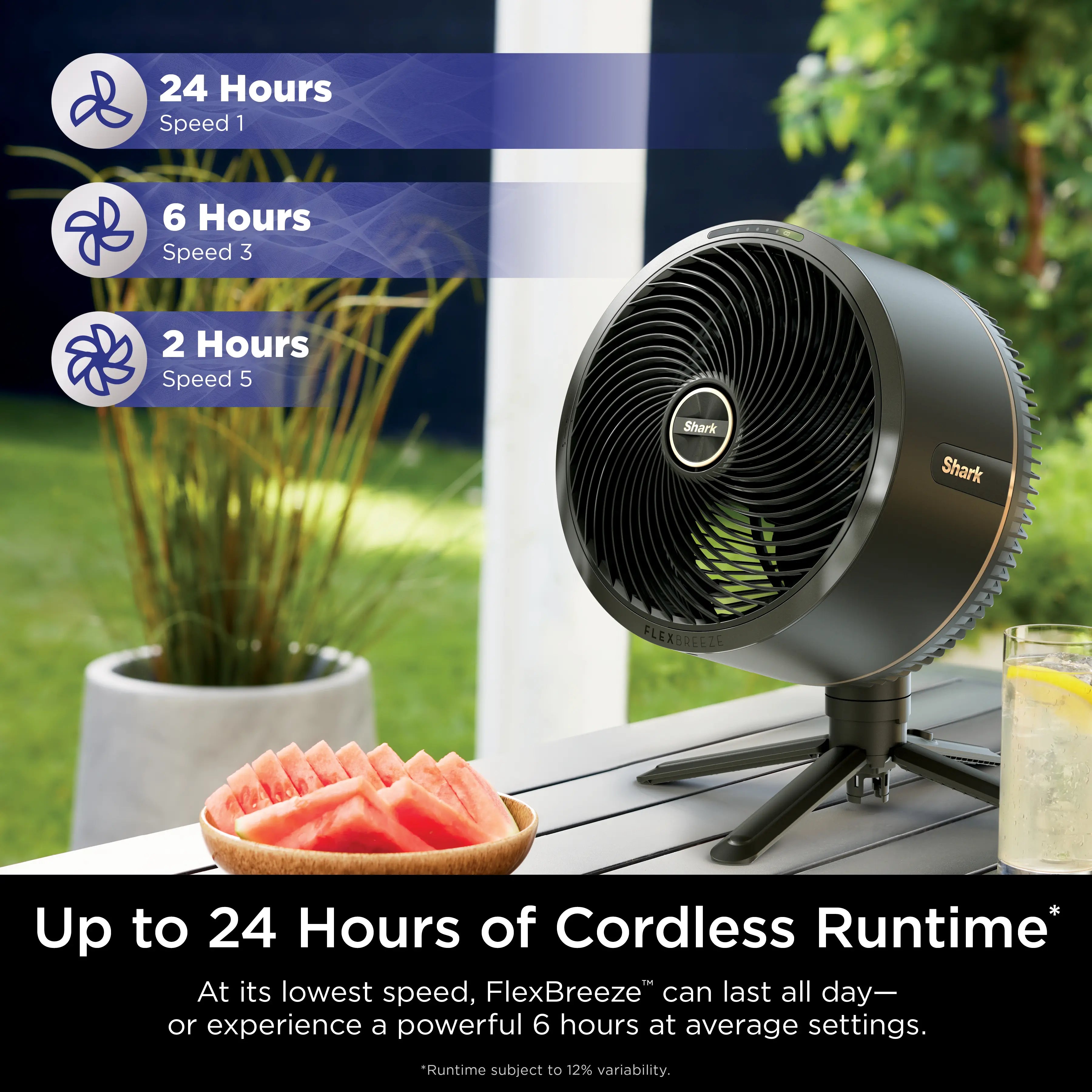 Shark FlexBreeze 2-in-1 Cordless Misting Fan | Portable Pedestal & Tabletop Cooling Fan, UV Water Resistant for Patio & Bedroom