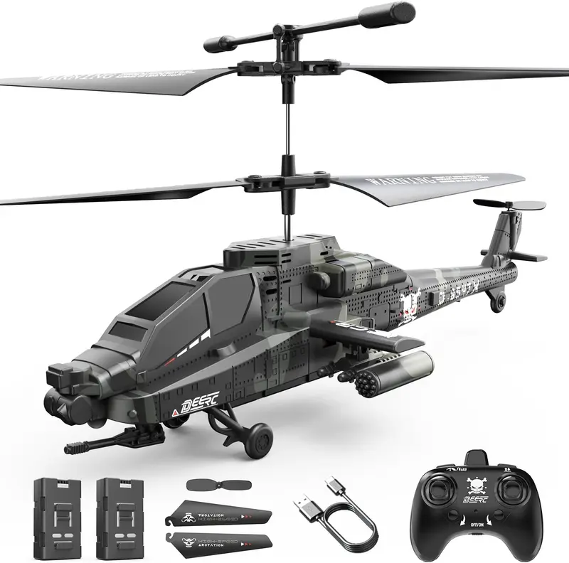 DEERC RC Helicopter for Kids & Beginners | 26-Min Flight, 2 Rechargeable Batteries, Altitude Hold, LED Lights & One-Key Takeoff