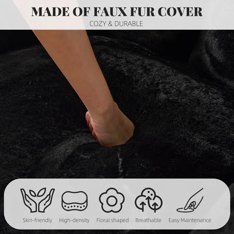 Oversized Faux Fur Bean Bag Chair | Ultra Soft Cozy Lounge Sofa with Supportive Backrest for Bedroom & Living Room