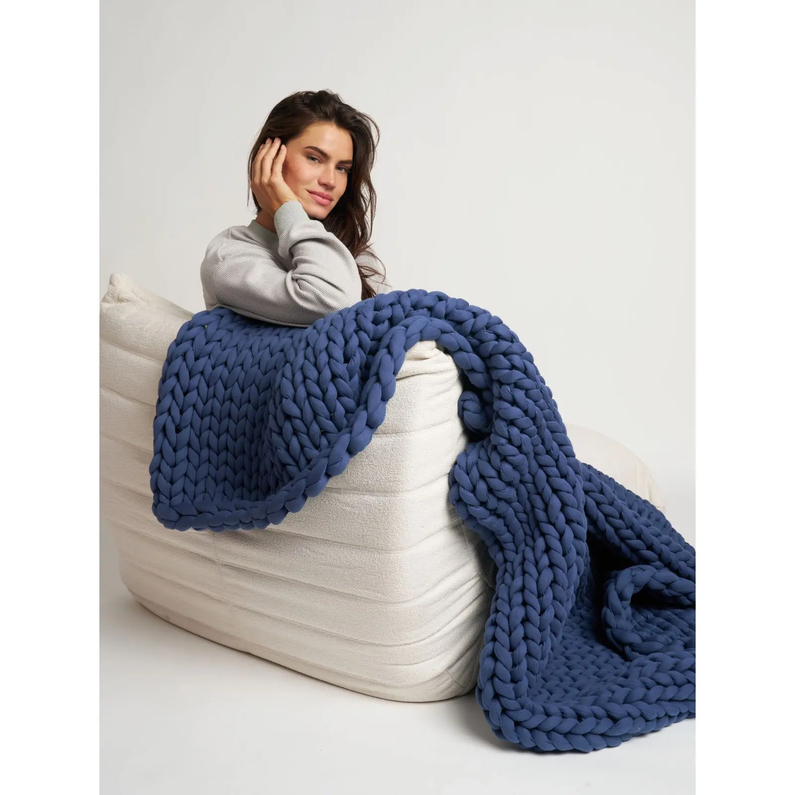 Comfrt CuddleCloud Weighted Blanket | 20lb Chunky Knit Cotton Blanket for Deep Comfort