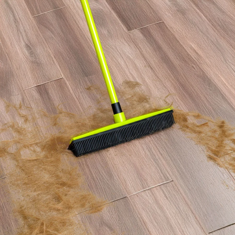 NLFZEK Pet Hair Removal Broom – Dual-Sided Rubber Squeegee & Electrostatic Brush for Floors, Carpets & Sofas