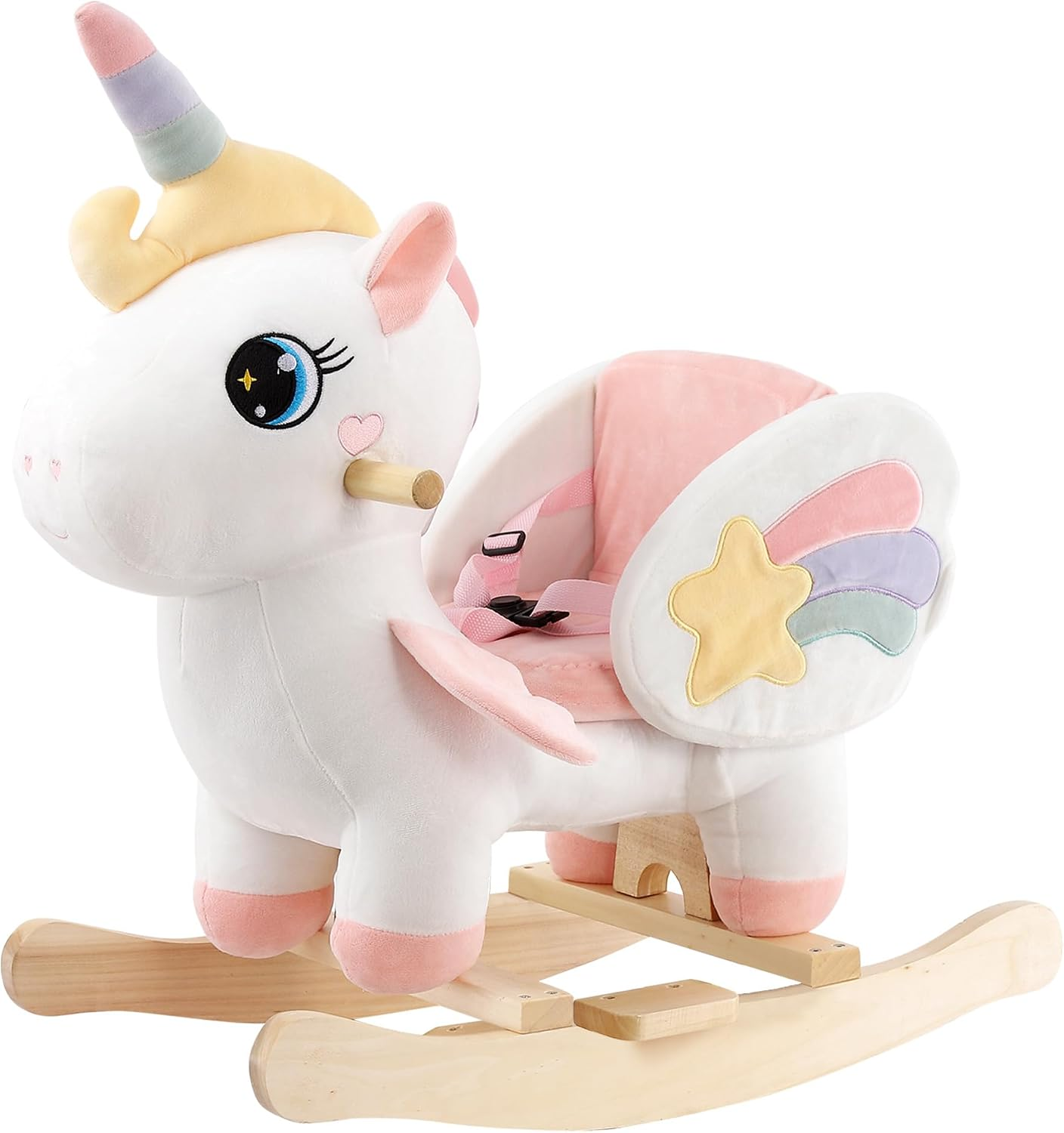 NLFZEK Animal Rocking Horse | Plush Ride-On Toy with Safety Belt for Toddlers