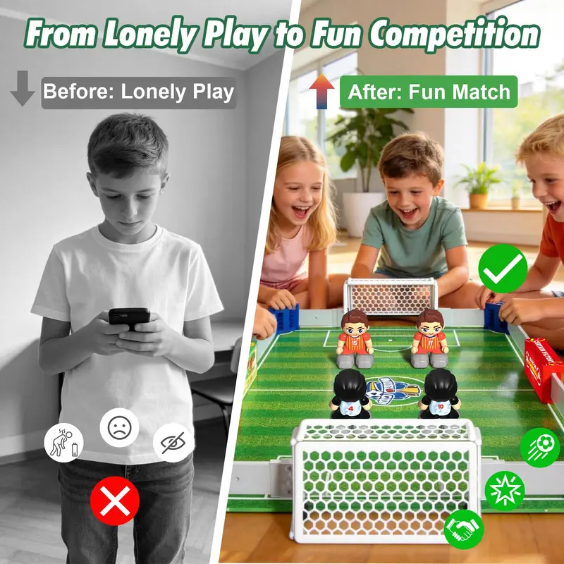 RC Table Football Game for Kids & Family – 1–4 Player Remote Control Soccer Game with LED Lights & Sound Effects