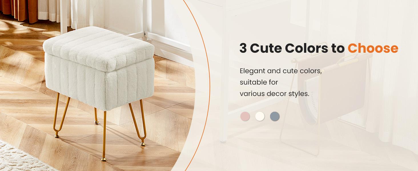 【Deals for you】Vanity Stool Chair with Storage, Ottoman Faux Fur Soft Padded Makeup Footstools Seat Modern Footrest for Home Entryway Bedroom 【Deals for you】Vanity Stool Chair with Storage, Ottoman Faux Fur Soft Padded Makeup Footstools Seat Modern Footrest for Home Entryway Bedroom