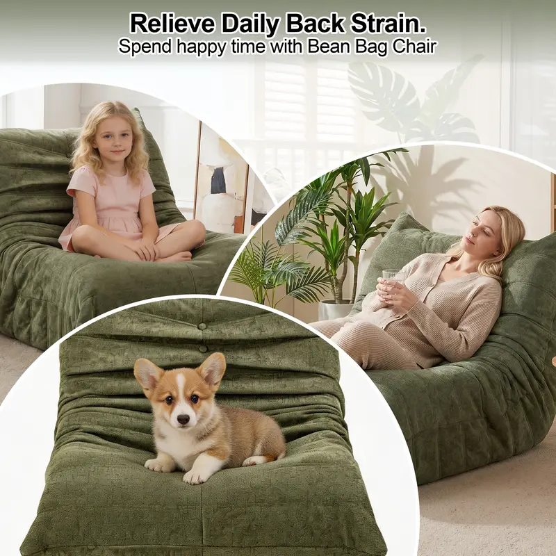 Luxury Faux Fur Bean Bag Sofa | Oversized Memory Foam Lounge Chair for Home, Bedroom & Gaming Room