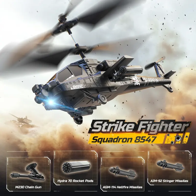 DEERC RC Helicopter for Kids & Beginners | 26-Min Flight, 2 Rechargeable Batteries, Altitude Hold, LED Lights & One-Key Takeoff