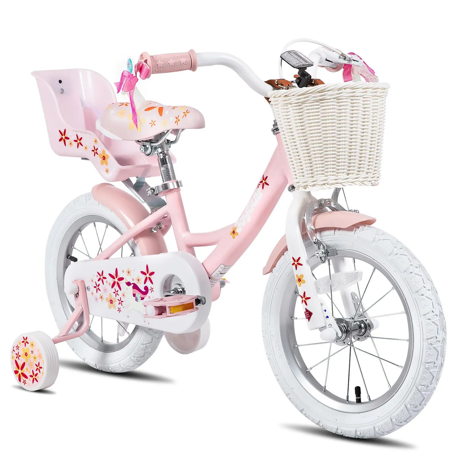 JOYSTAR Kids Bike 14–18 Inch | Adjustable Bicycle with Training Wheels, Basket & Doll Seat