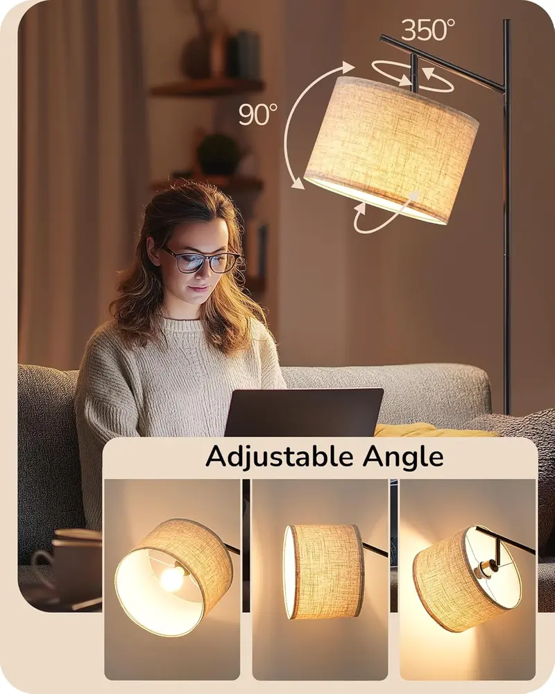 EDISHINE Modern Floor Lamp | Adjustable Shade, 3 Color Modes & Elegant Design