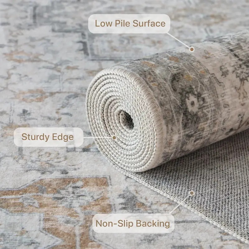 GENIMO Non Slip Area Rug for Living Room, Bedroom, Kitchen - Lightweight Mat, Machine Washable Low Pile Rugs,home decor,home essentials