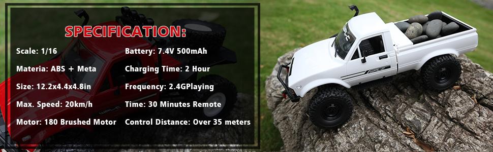 ARRIS 1/16 RC Rock Crawler 4x4 Off Road Truck  All Terrain RC Pickup for Adults (RTR, White) Rc Model Car Rc Cars