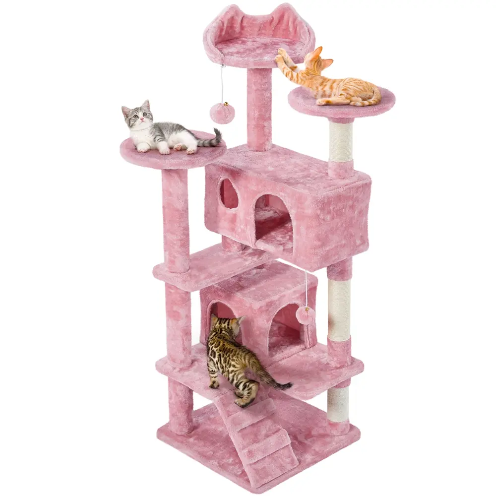Yaheetech Multi-Level Cat Tree Tower | Sisal Scratching Posts & Cozy Condos (54–61")