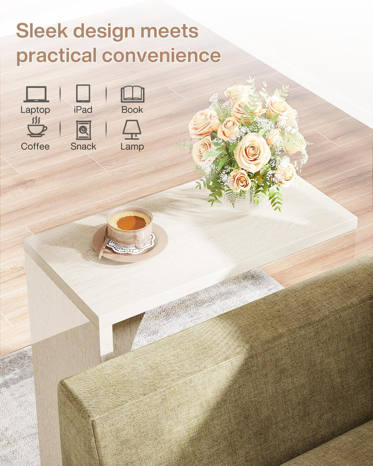 NLFZEK C-Shaped Side Table – Modern Sofa End Table for Small Spaces, Living Room & Bedroom