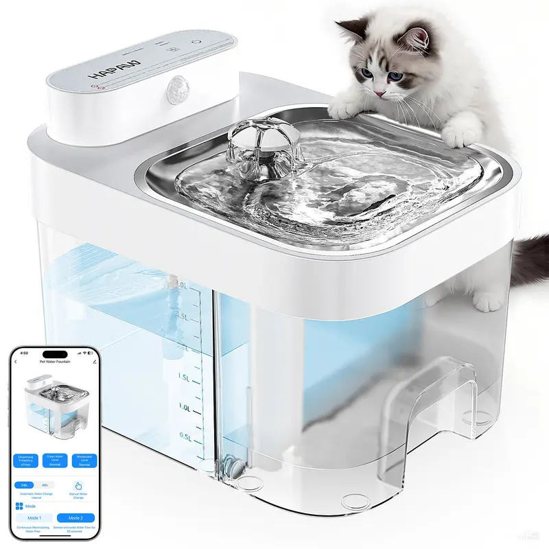 HAPAW Smart Cat Water Fountain | Filter-Free, Clean & Waste Water Separation, APP Control