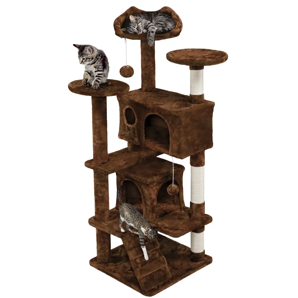 Yaheetech Multi-Level Cat Tree Tower | Sisal Scratching Posts & Cozy Condos (54–61")