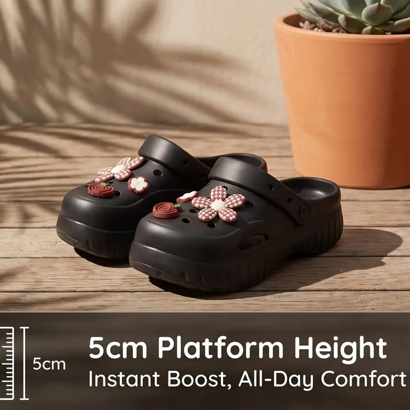 Women's Flower Platform Clogs | Cute EVA Garden Slides, Lightweight Breathable Sandals for Everyday Wear