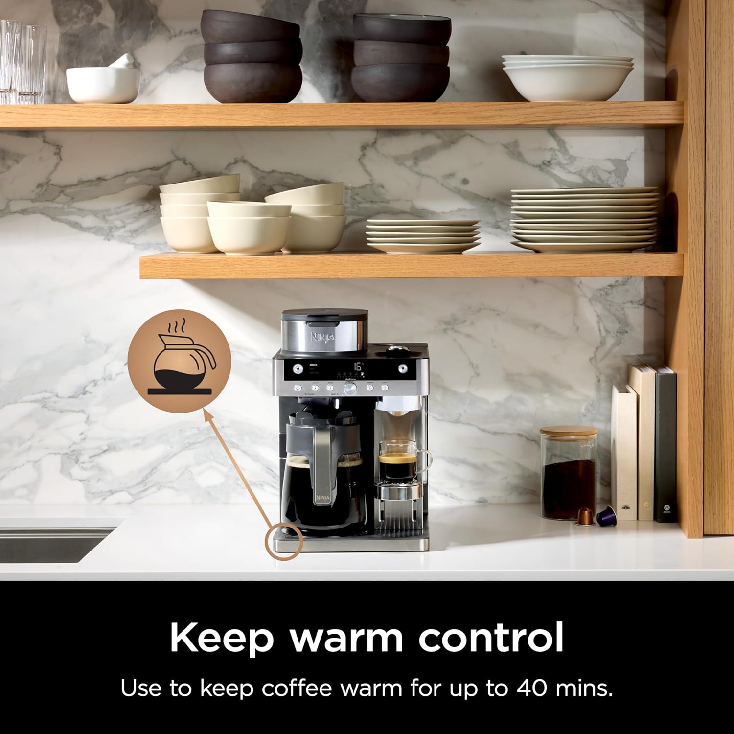 Ninja Prestige CFN802EU 2-in-1 Filter and Pod Coffee Maker with Built-In Frother, Brews Lattes, Iced Coffee and Flat Whites, Black