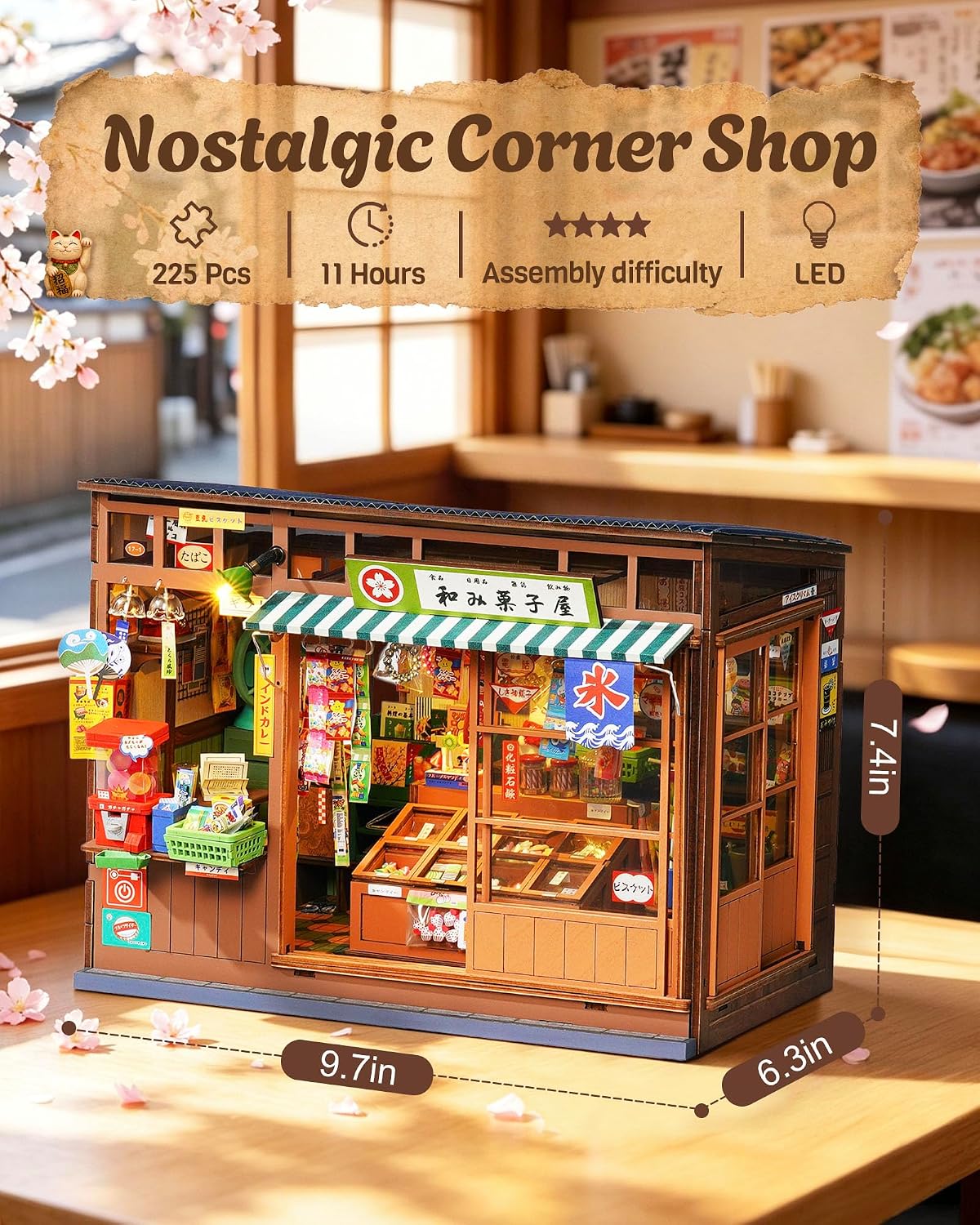 Japanese Book Nook 3D Wooden Puzzles, Vintage Miniature Shop House