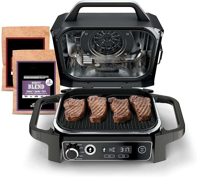 Portable 7-in-1 Outdoor Grill | Electric Smoker, Air Fryer & BBQ Combo, Weather-Resistant