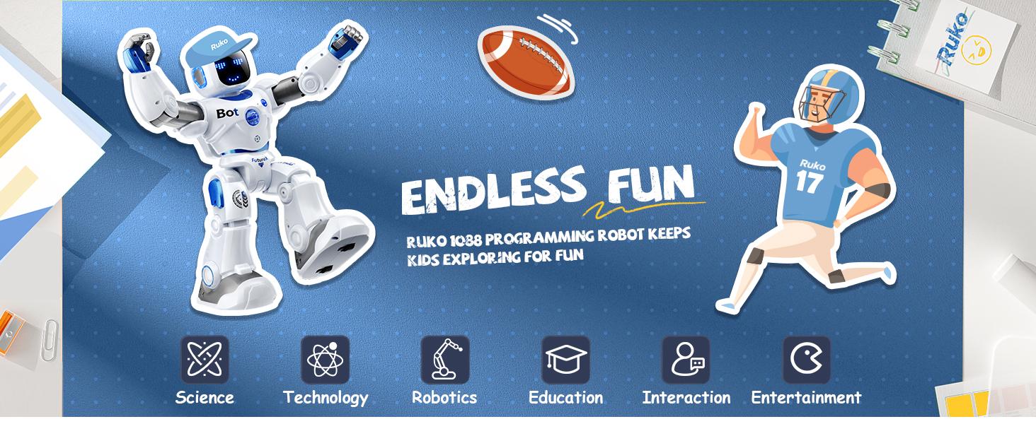 Ruko 1088 Smart Robots for Kids, Large Programmable Interactive RC Robot with Voice Control, APP Control, Present for 4 5 6 7 8 9 Years Old Kids Boys and Girls