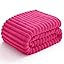NLFZEK Ribbed Plush Blanket Queen Size – Ultra Soft Fleece Bed Throw, Cream