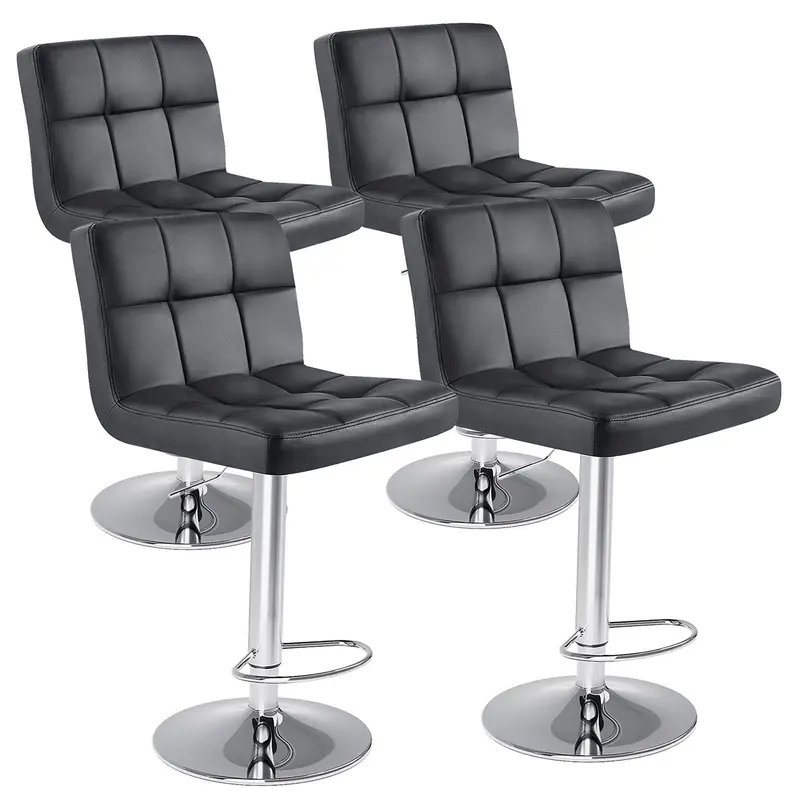 Sweetcrispy Adjustable Swivel Bar Stools Set of 2 | PU Leather Counter Chairs for Kitchen