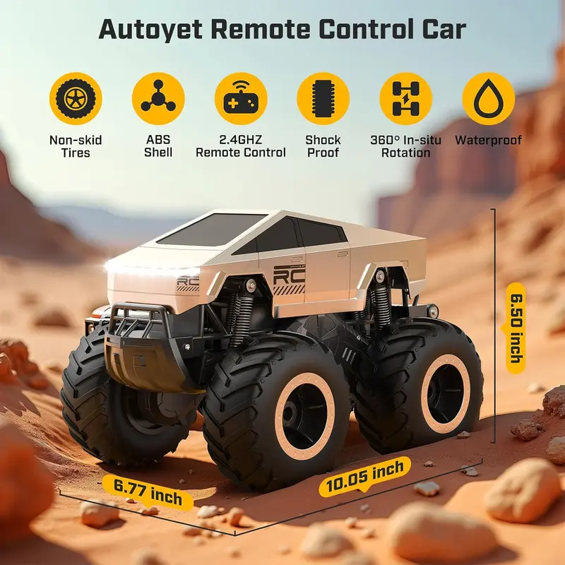 1:16 RC Off-Road Pickup Truck, 4WD Amphibious Remote Control Car with LED Lights, Rechargeable Battery – The craziest summer gifts