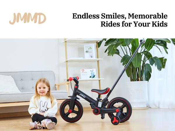 JMMD 6-in-1 Multi-Functional Toddler Balance Bike (18-60M) with Training Wheels, Pedals, Push Handle, Brakes & Kickstand Feature, Unisex Ride-On Toy, Christmas & First Birthday Gifts, Toys for Boys, Kids On Cycle, Outdoor Kids Stuff