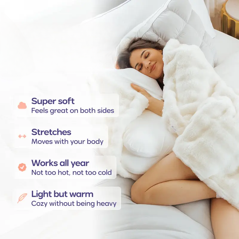 CloudTouch Throw Blanket – Ultra Soft Faux Rabbit Fur Plush Blanket, Fluffy Fleece Cozy Throw Blanket for Couch, Bed, Travel & Relaxation
