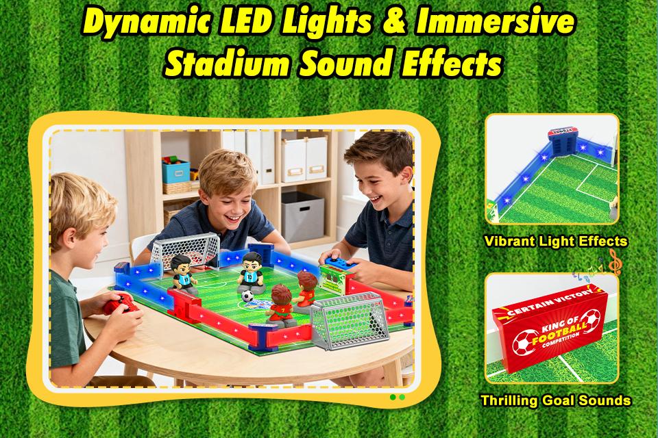 RC Soccer Table Game for Kids,33.2" Large Playing Field 1&ndash;4 Player Interactive Foosball Board Game with LED Lights,Sound Effects,Rechargeable Party Game for Family, Kids & Adults#Summervibes