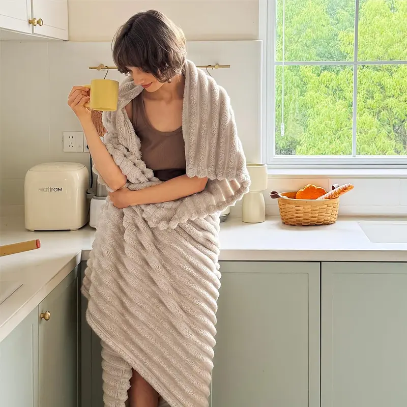 Bedsure GentleSoft Cozy Blanket – Ultra Soft Stripe Fleece Throw for Sofa, Bed & Everyday Comfort