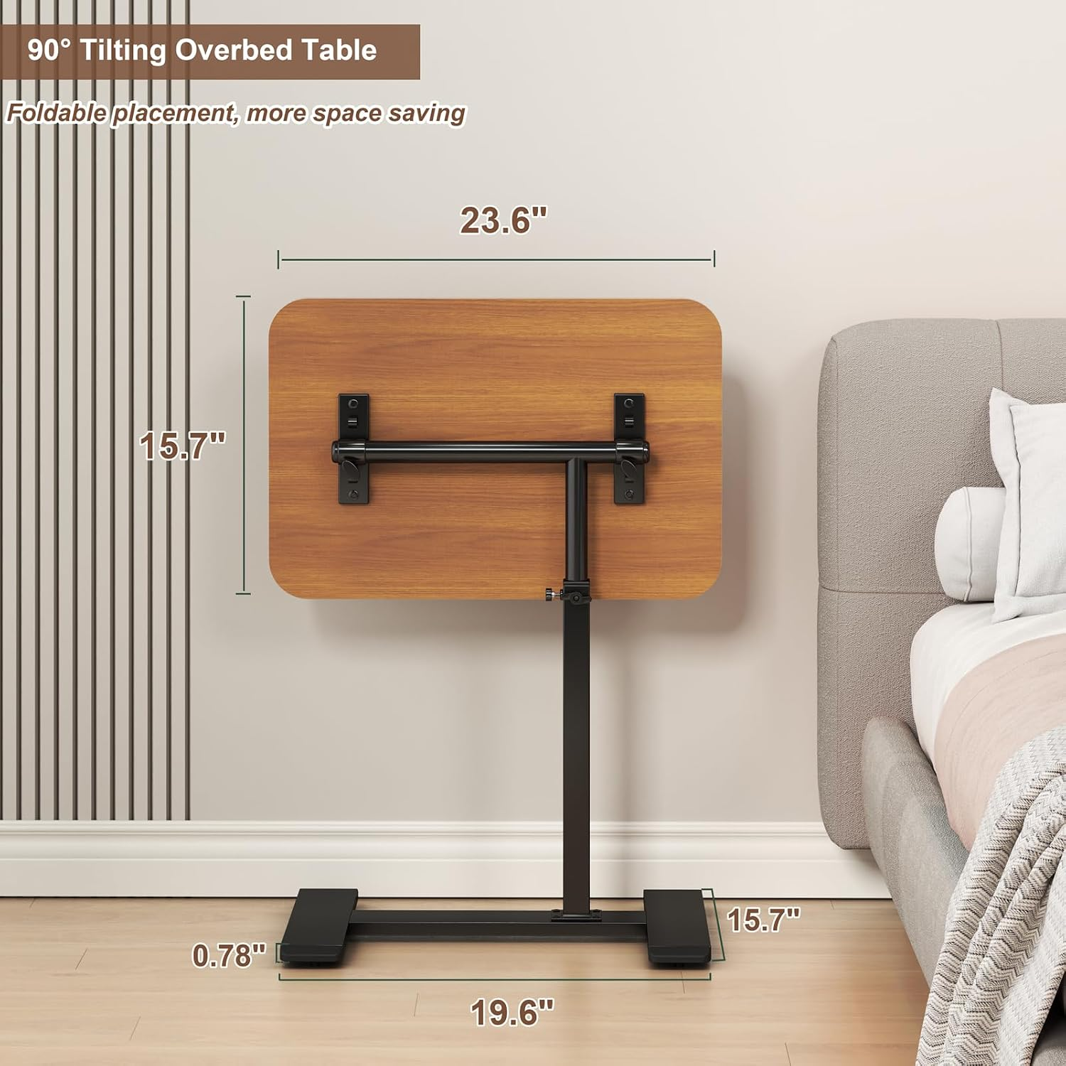 NLFZEK C-Shaped Side Table – Adjustable Height Swivel Laptop Table with Hidden Wheels for Sofa & Bed