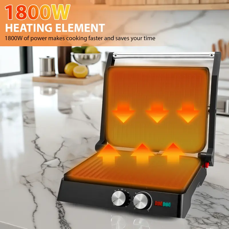SUSTEAS 3-in-1 Grill & Sandwich Maker | Perfect Paninis, Burgers & Breakfasts