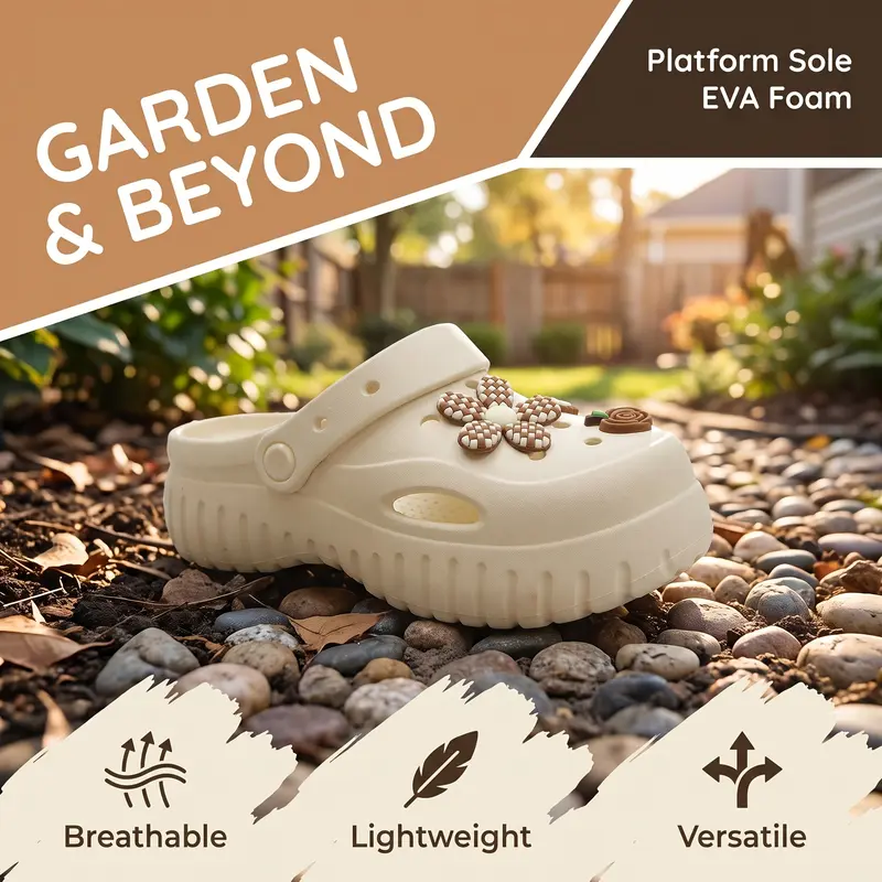 Women's Flower Platform Clogs | Cute EVA Garden Slides, Lightweight Breathable Sandals for Everyday Wear