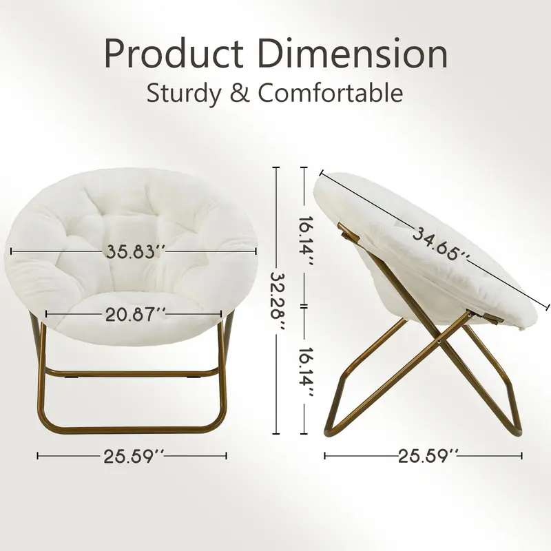 Cozy Faux Fur Saucer Chair | Foldable Plush Lounge Chair for Bedroom, Living Room & Dorm