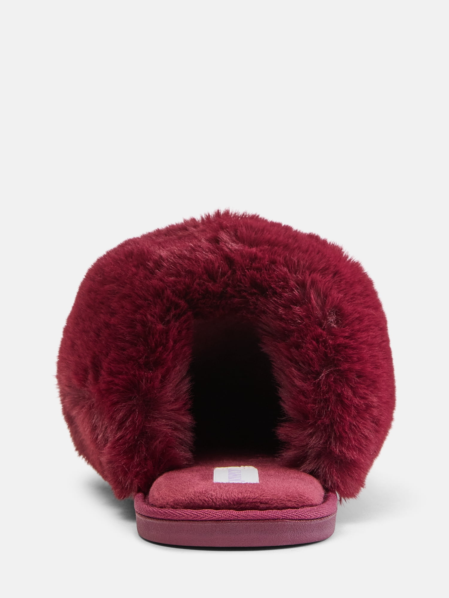 Joyspun Women’s Faux Fur Puff Scuff Slippers