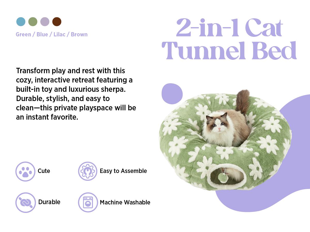 Lesure Cat Tunnel Bed for Indoor Cats - Soft&Cozy Cute Cat Donut Tunnel with Washable Circle Cushion, Round Pet Play Tunnel Toy for Kitten/Puppy/Rabbit, Peekaboo Cave Toy, Cool Cat Stuff Lesure Cat Tunnel Bed for Indoor Cats - Soft&Cozy Cute Cat Donut Tunnel with Washable Circle Cushion, Round Pet Play Tunnel Toy for Kitten/Puppy/Rabbit, Peekaboo Cave Toy, Cool Cat Stuff
