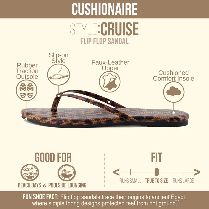 Cushionaire Cruise Women's Flip Flops | Cushioned Comfort, Lightweight Summer Sandals