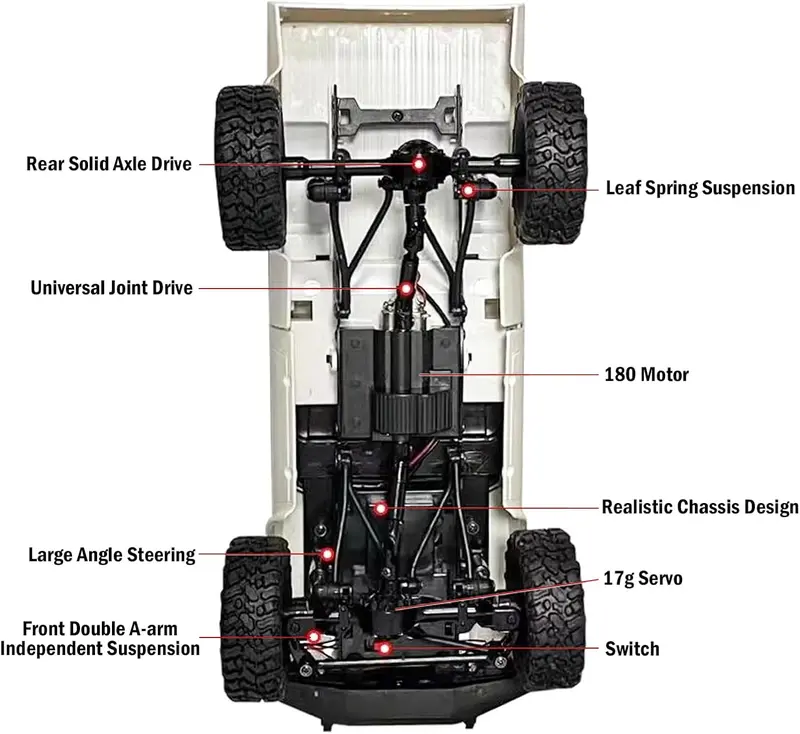 ARRIS 1/16 RC Rock Crawler 4x4 Off Road Truck All Terrain RC Pickup for Adults (RTR, White) Rc Model Car Rc Cars