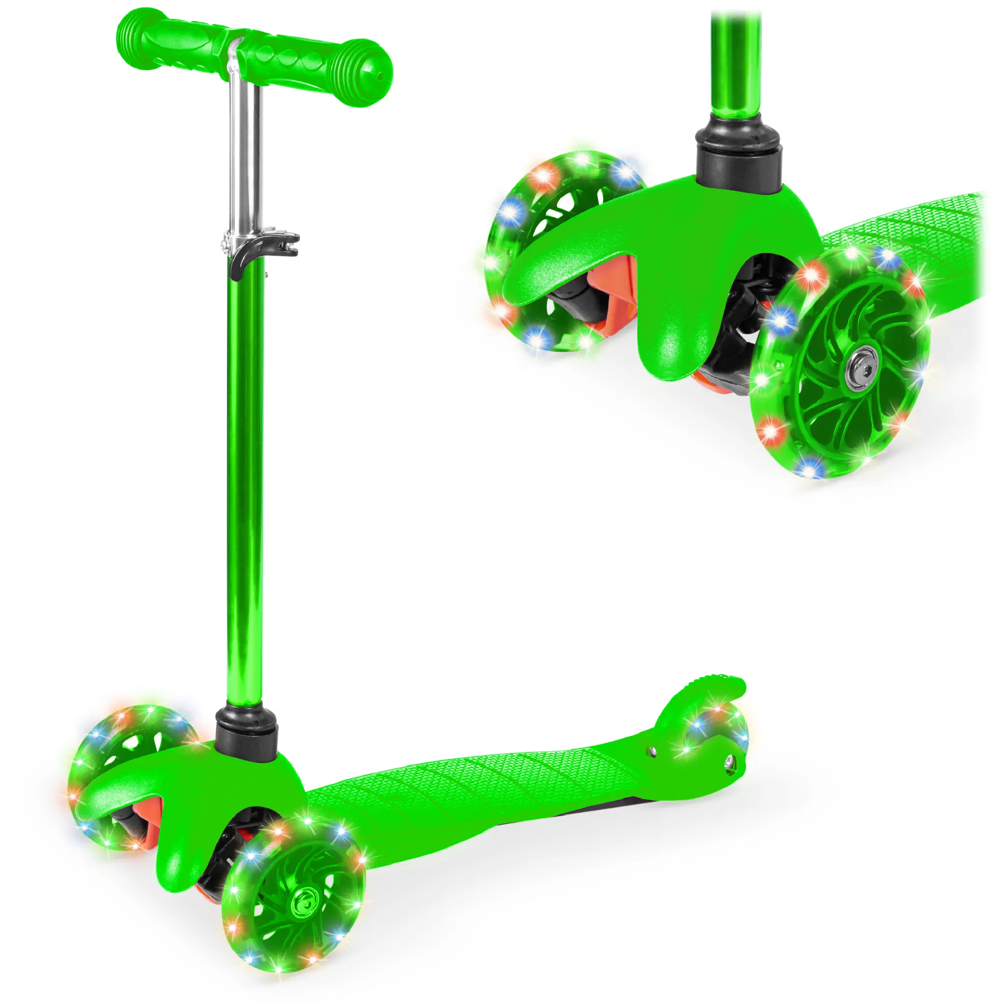 Best Choice Kids 3-Wheel Kick Scooter, Height Adjustable T-Bar, LED Light-Up Wheels Foldable Scooter for Ages 3+