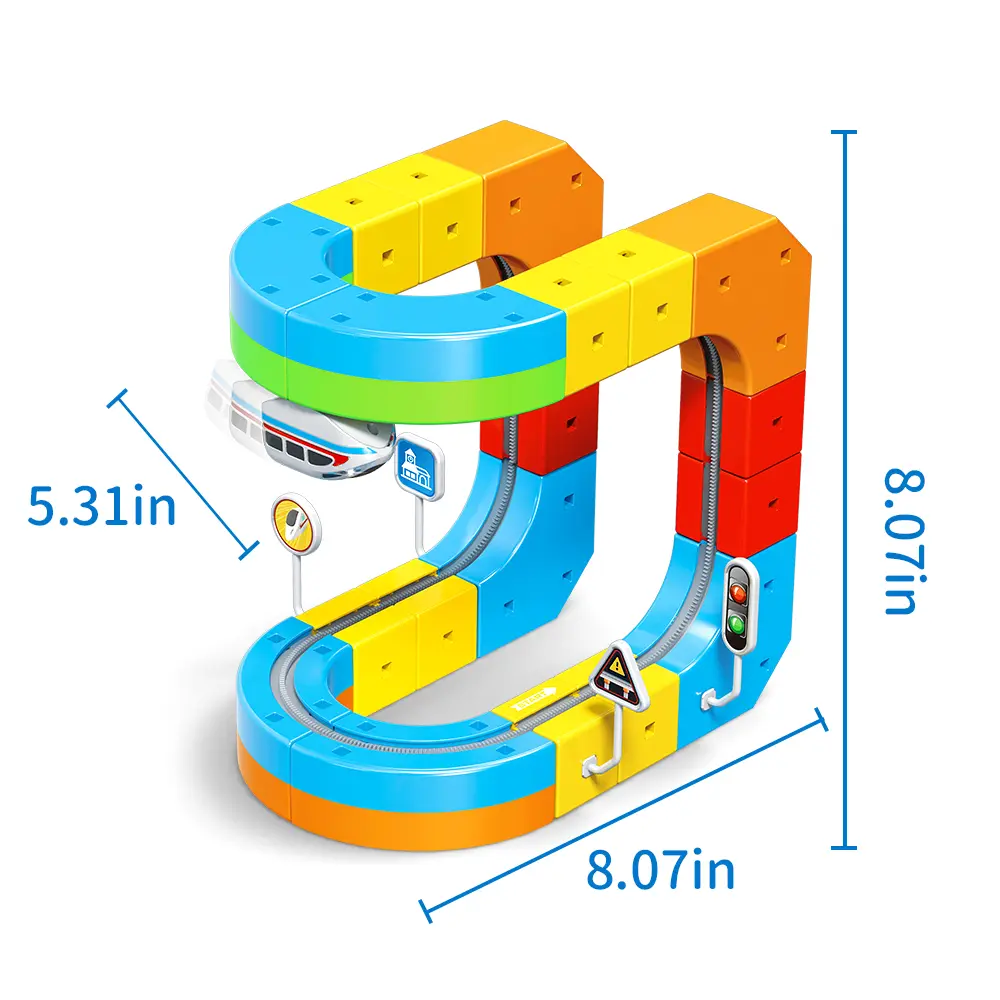 Electric Train Set Flexible Race Track Rail Toys, Building Toy Train Track Gravity-Defying 3D Embedded Layouts & Motorized Car, STEM Learning Gift