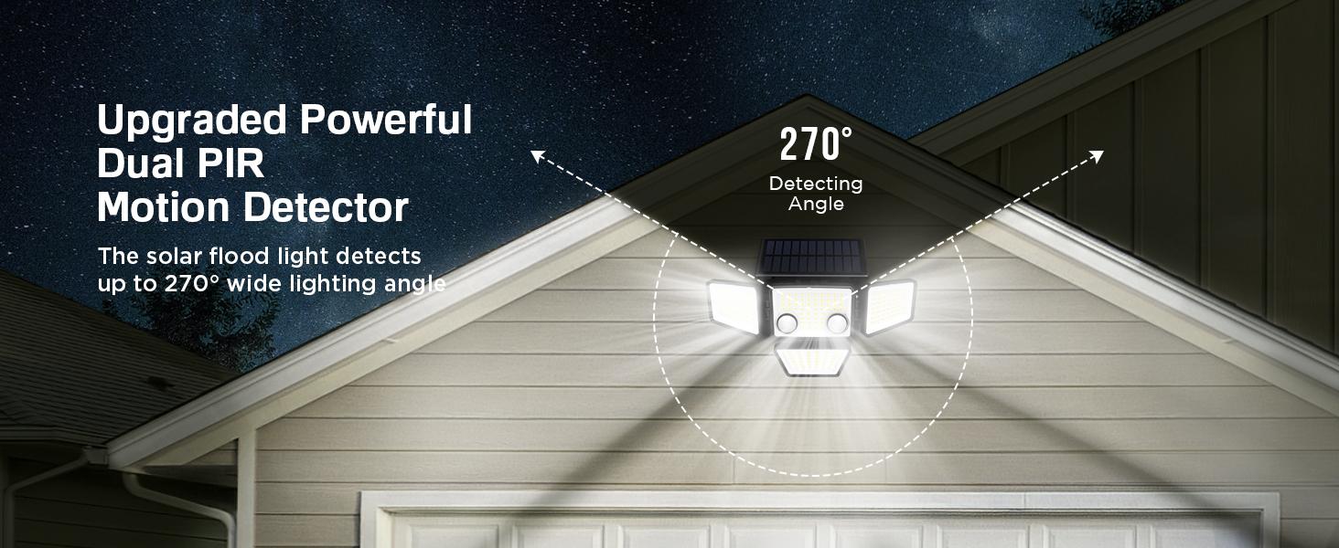 LYWALT Solar Motion Sensor Lights-4 Heads 3000LM, IP65Waterproof, 270&deg;Wide Angle Lighting Security Light for Yard, Garage, Porch, Pool,Garden,Barn,Patio,#Deals for You Days