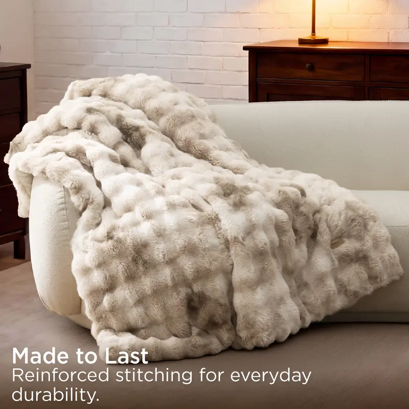 Bedsure Weighted Faux Rabbit Fur Blanket | Ultra-Soft Sherpa Throw for Cozy Comfort