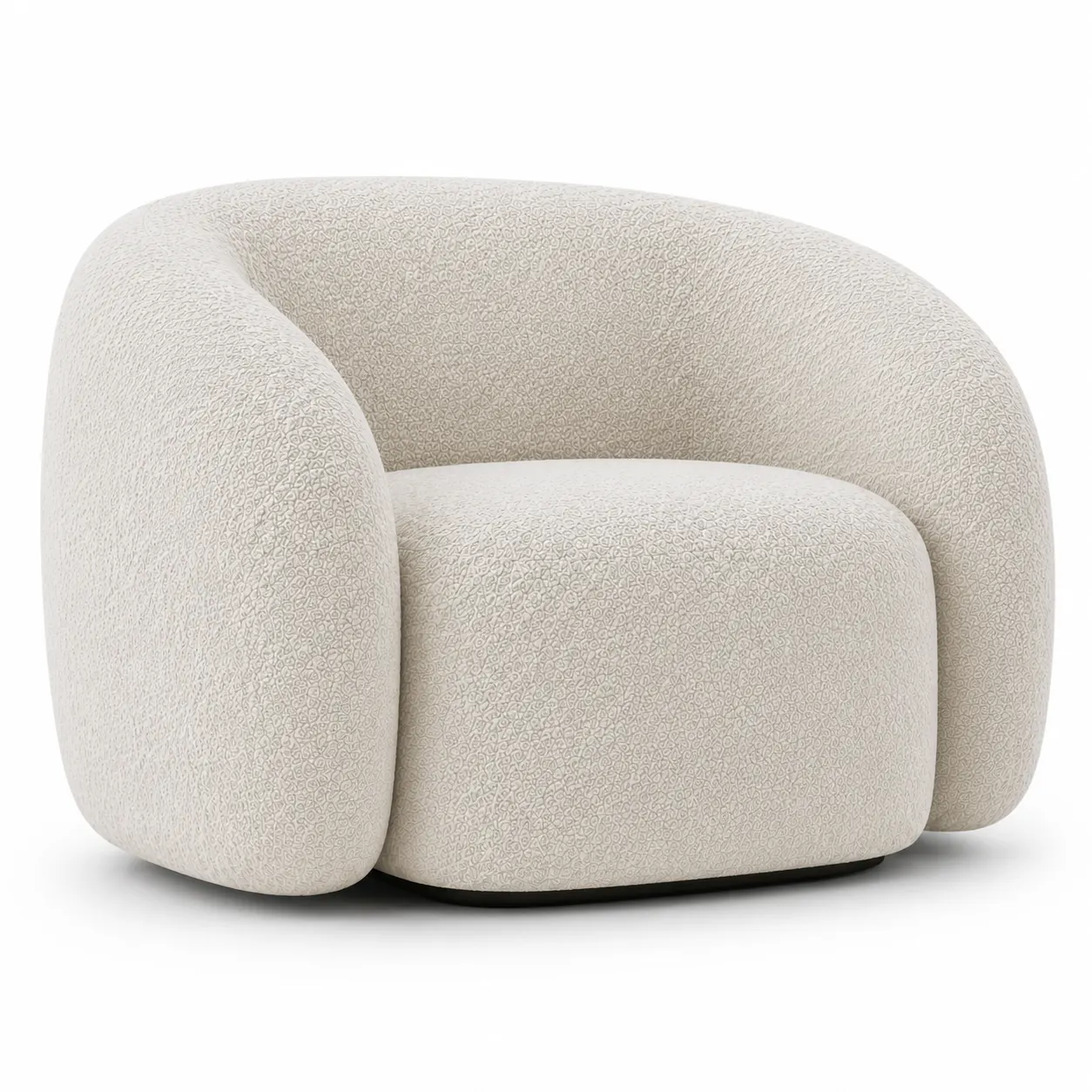 NLFZEK Curved Accent Chair – Soft Bouclé Lounge Chair, Modern Barrel Armchair, Cozy Padded Seat for Living Room & Bedroom